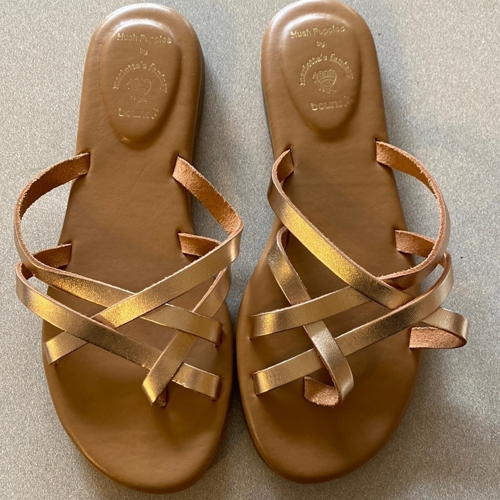 NWOT Hush Puppies by Marietta’s Fantasy Metallic Braided Thong Sandals